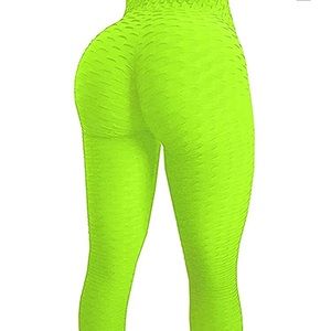 Bubble texture leggings- neon yellow
